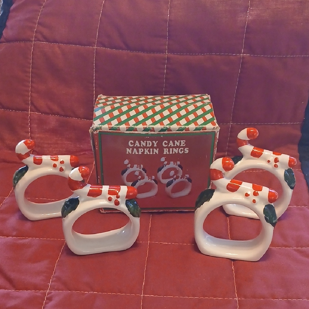 Vintage Candy Cane Napkin Rings Set of 4 Brinn's Taiwan